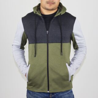 Men's Contrast Color Zip Hoddie Jacket