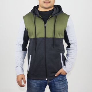 Men's Contrast Color Zip Hoddie Jacket